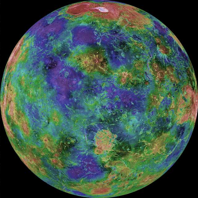Resultado de imagen de Vista hemisférica de Venus. (Cortesía de NASA)