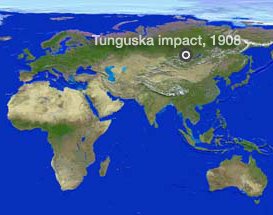The location of the Tunguska impact